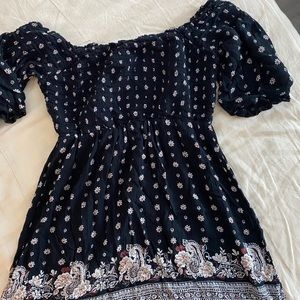 Boho black vintage off shoulder dress